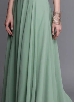 Green Georgette Full Circular Skirt Festive Wear