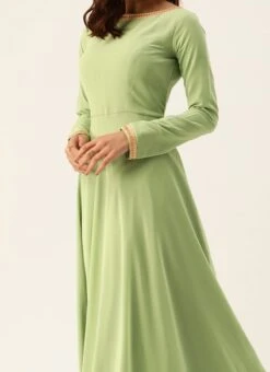 Green Georgette N Orange Printed Anarkali Suit Festive Wear