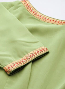 Green Georgette N Orange Printed Anarkali Suit Festive Wear -C Bazaar Shop Green Georgette N Orange Printed Anarkali Suit SLBS02110937 rrc1