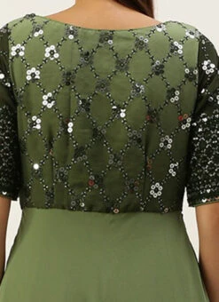 Green Georgette Sequins Embroidery Gown Festive Wear 13 Green Georgette Sequins Embroidery Gown Festive Wear -C Bazaar Shop Green Georgette Sequins Embroidery Gown IWBS02301765 rrc2