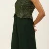 Green Georgette Sequins Jumpsuit Festive Wear