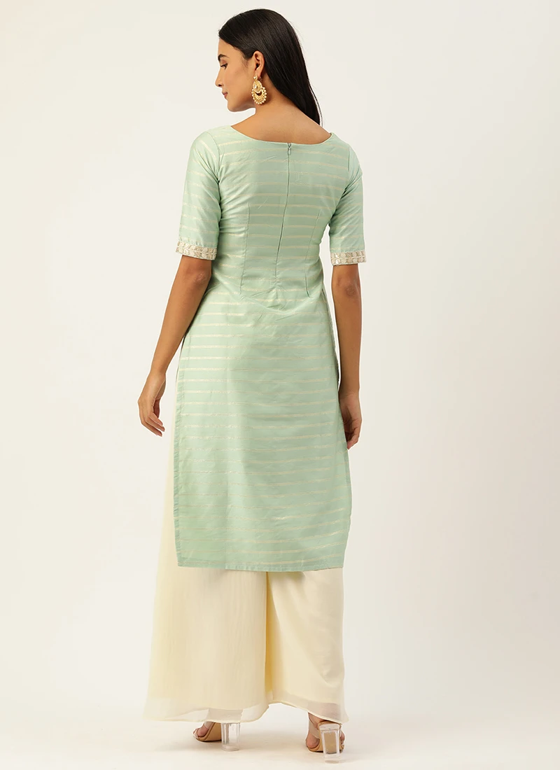 Green Jacquard Kurta Sets Festive Wear 4 Green Jacquard Kurta Sets Festive Wear - Image 4