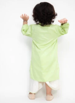 Green Kurta With Off White Kurta Pyjama -C Bazaar Shop Green Kurta with Off White Kurta Pyjama KDBDFK1950 b