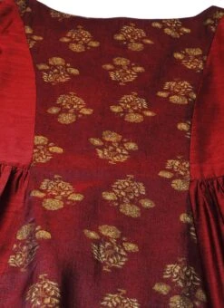 Maroon Printed Panelled Kurta Festive Wear 12 Maroon Printed Panelled Kurta Festive Wear -C Bazaar Shop Green Muslin Digital Printed Top KRBS02307716 rrc1