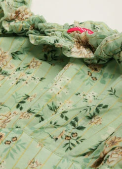 Green Muslin Off Shoulder Dress Festive Wear -C Bazaar Shop Green Muslin Off Shoulder Dress DRBS02208479 rrc1