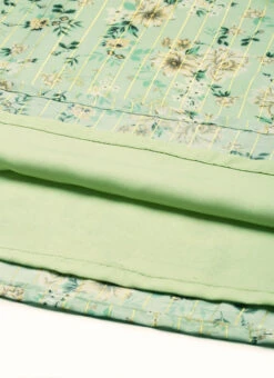 Green Muslin Printed Calf Length Kurta Set After Six Wear -C Bazaar Shop Green Muslin Printed Calf Length Kurta Set KSBS02108637 rrc4
