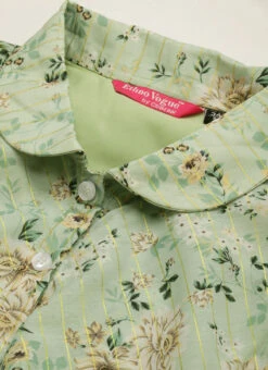 Green Muslin Printed Mini Dress Party Wear -C Bazaar Shop Green Muslin Printed Mini Dress DRBS02208445 rrc1