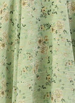 Green Muslin Printed Mini Dress Party Wear -C Bazaar Shop Green Muslin Printed Mini Dress DRBS02208445 rrc3