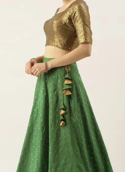 Green N Brown Sequins Lehenga Set Festive Wear