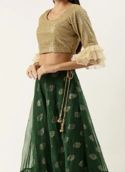 Green N Gold Organza Embroidered Lehenga Festive Wear