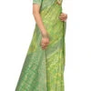 Green N Light Green Color Woven Work Cotton Saree Festive Wear