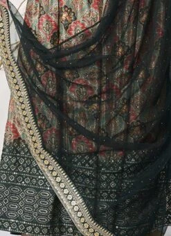 Green N Multicolored Chinon Salwar Set Wedding Wear -C Bazaar Shop Green N Multicolored Chinon Salwar Set SLBS02303928 rrc4