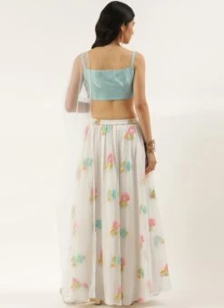 Green N Off White Organza Jacquard Lehenga Festive Wear -C Bazaar Shop Green N Off White Organza Jacquard Lehenga GHBS02206273 b