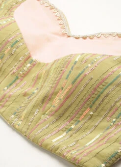Dupatta From Green N Peach Sequin Embroidered Lehenga After Six Wear -C Bazaar Shop Green N Peach Sequin Embroidered Lehenga GHBS02211213 rrc1