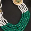 Green N White Brass Necklace Party Wear