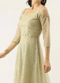 Green Net Embroidered Strap Neck Gown Party Wear -C Bazaar Shop Green Net Embroidered Strap Neck Gown IWBS02007402 rrc1