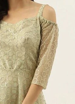 Green Net Embroidered Strap Neck Gown Party Wear -C Bazaar Shop Green Net Embroidered Strap Neck Gown IWBS02007402 rrc3