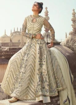 Pastel Green Net Sequins Umbrella Lehenga Wedding Wear 6 Pastel Green Net Sequins Umbrella Lehenga Wedding Wear -C Bazaar Shop Green Net Sequins Umbrella Lehenga GHSAK5603 u