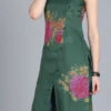 Green Organza Printed Kurta Work Wear