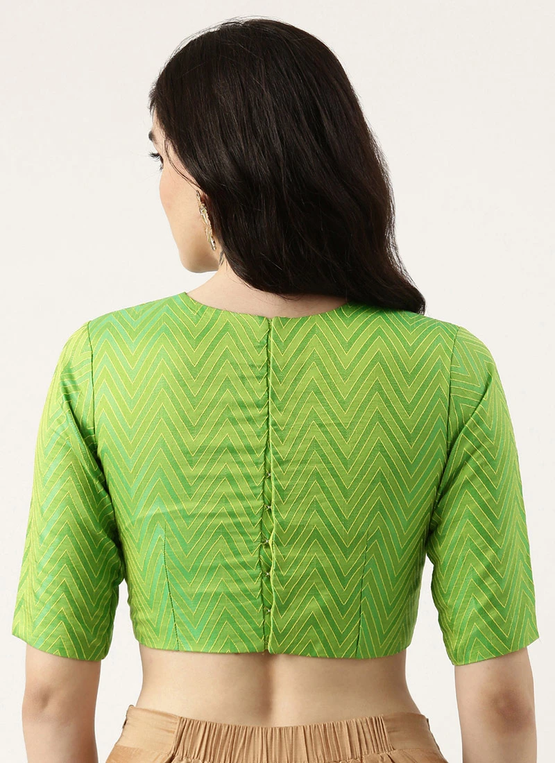Green Patola Blouse Festive Wear 4 Green Patola Blouse Festive Wear - Image 4