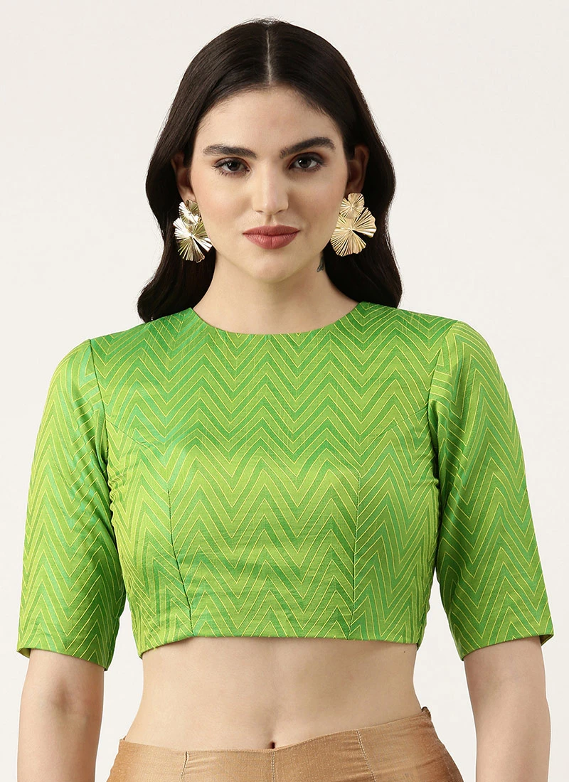 Green Patola Blouse Festive Wear 3 Green Patola Blouse Festive Wear - Image 3