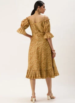 Green Printed Art Silk Cotton Maxi Dress After Six Wear Festive Wear -C Bazaar Shop Green Printed Art Silk Cotton Maxi Dress DRBS02209822 b