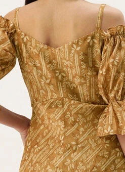 Green Printed Art Silk Cotton Maxi Dress After Six Wear Festive Wear -C Bazaar Shop Green Printed Art Silk Cotton Maxi Dress DRBS02209822 rrc2