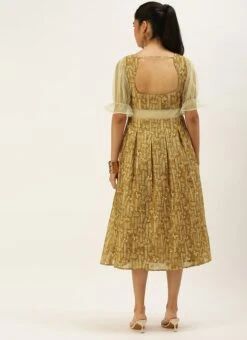 Green Printed Art Silk Dress After Six Wear -C Bazaar Shop Green Printed Art Silk Dress DRBS02208474 b