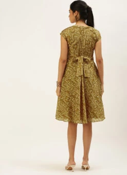 Green Printed Art Silk Mini Dress After Six Wear -C Bazaar Shop Green Printed Art Silk Mini Dress DRBS02208438 b