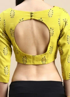 Green Printed Cotton Blouse Festive Wear -C Bazaar Shop Green Printed Cotton Blouse BLBS02303848 rrc2