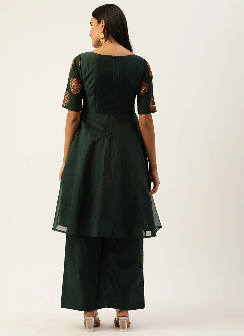 Green Printed Kurta Set Festive Wear 4 Green Printed Kurta Set Festive Wear - Image 4