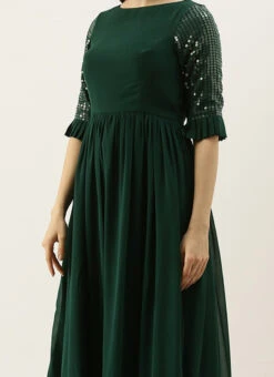 Green Sequin Embroidered Kurti Festive Wear