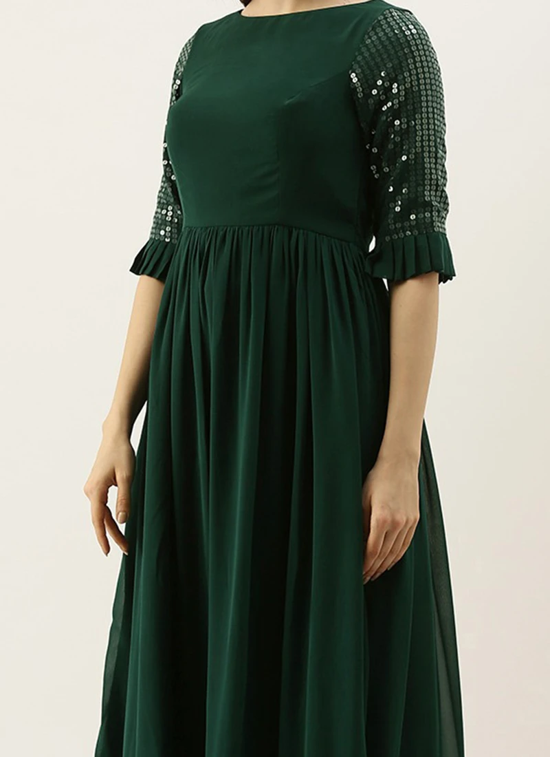 Green Sequin Embroidered Kurti Festive Wear 1 Green Sequin Embroidered Kurti Festive Wear