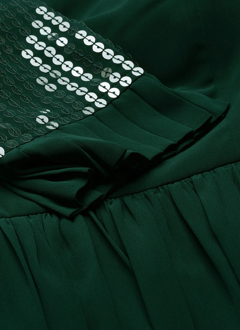 Green Sequin Embroidered Kurti Festive Wear 7 Green Sequin Embroidered Kurti Festive Wear - Image 7