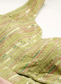 Green Sequins Embroidered N Peach Net Gown Festive Wear -C Bazaar Shop Green Sequins Embroidered N Peach Net Gown IWBS02211073 rrc1