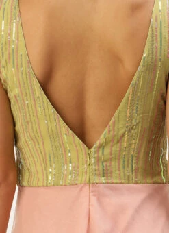 Green Sequins Embroidered N Peach Net Gown Festive Wear -C Bazaar Shop Green Sequins Embroidered N Peach Net Gown IWBS02211073 rrc2