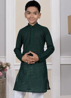 Green Silk Embroidered Kurta Pyjama Party Wear -C Bazaar Shop Green Silk Embroidered Kurta Pyjama KDMRG13025 b
