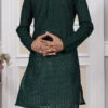 Green Silk Embroidered Kurta Pyjama Party Wear