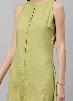 Green Modal Knee Length Dress After Six Wear -C Bazaar Shop Green TENCEL Modal Knee Length Dress IWBS02001280 rrc3