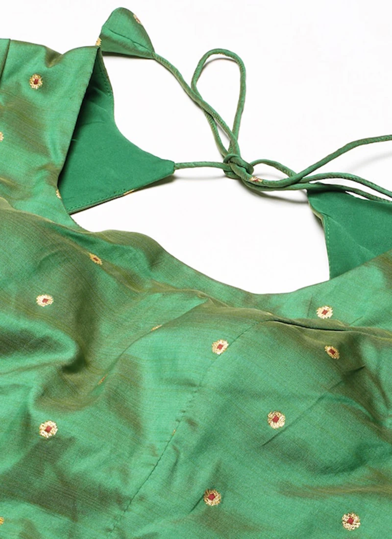 Green Taffeta Blouse Festive Wear 5 Green Taffeta Blouse Festive Wear - Image 5