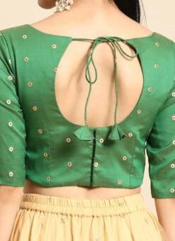 Green Taffeta Blouse Festive Wear 13 Green Taffeta Blouse Festive Wear -C Bazaar Shop Green Taffeta Blouse BLBS02303768 rrc2