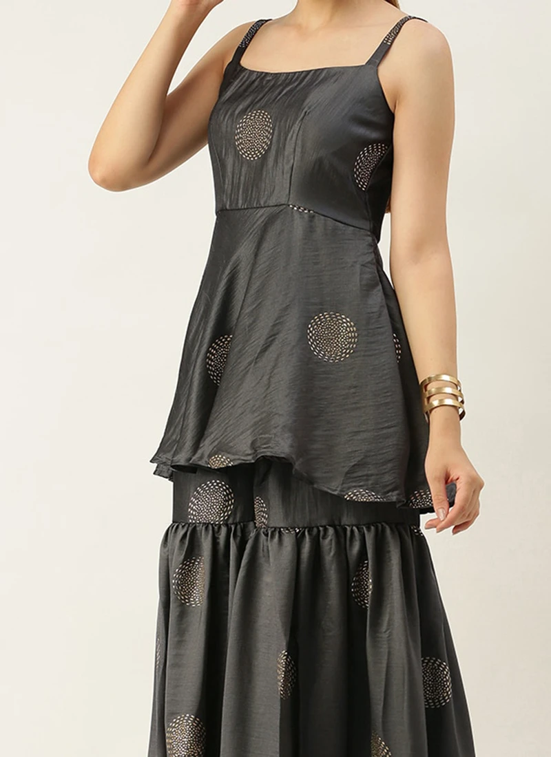 Dupatta From Grey Art Silk Foil Print Gharara Set After Six Wear 1 Dupatta From Grey Art Silk Foil Print Gharara Set After Six Wear