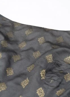 Grey Brocade Boat Neck Flared Dress Festive Wear -C Bazaar Shop Grey Brocade Boat Neck Flared Dress DRBS02201295 rrc1