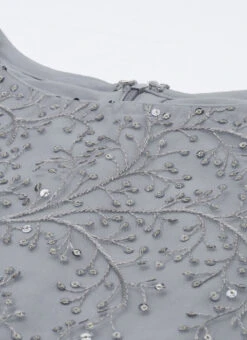 Grey Embroidered Boat Neck Kurti Party Wear -C Bazaar Shop Grey Embroidered Boat Neck Kurti KRBS02307675 rrc3