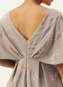 Grey Embroidered French Crepe Jumpsuit Festive Wear -C Bazaar Shop Grey Embroidered French Crepe Jumpsuit DRBS02302300 rrc2