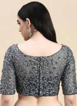 Grey Embroidered Net Blouse Party Wear Festive Wear -C Bazaar Shop Grey Embroidered Net Blouse BLBS02210833 rrc2 1
