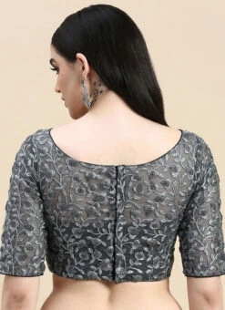 Grey Embroidered Net Blouse Party Wear -C Bazaar Shop Grey Embroidered Net Blouse BLBS02210833 rrc2