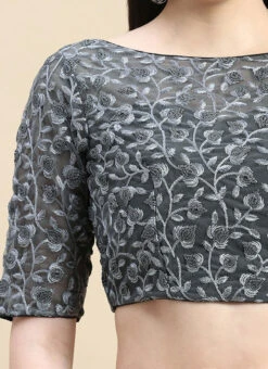 Grey Embroidered Net Blouse Party Wear -C Bazaar Shop Grey Embroidered Net Blouse BLBS02210833 rrc3