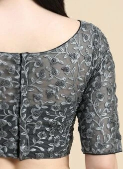 Grey Embroidered Net Blouse Party Wear Festive Wear -C Bazaar Shop Grey Embroidered Net Blouse BLBS02210833 rrc4 1