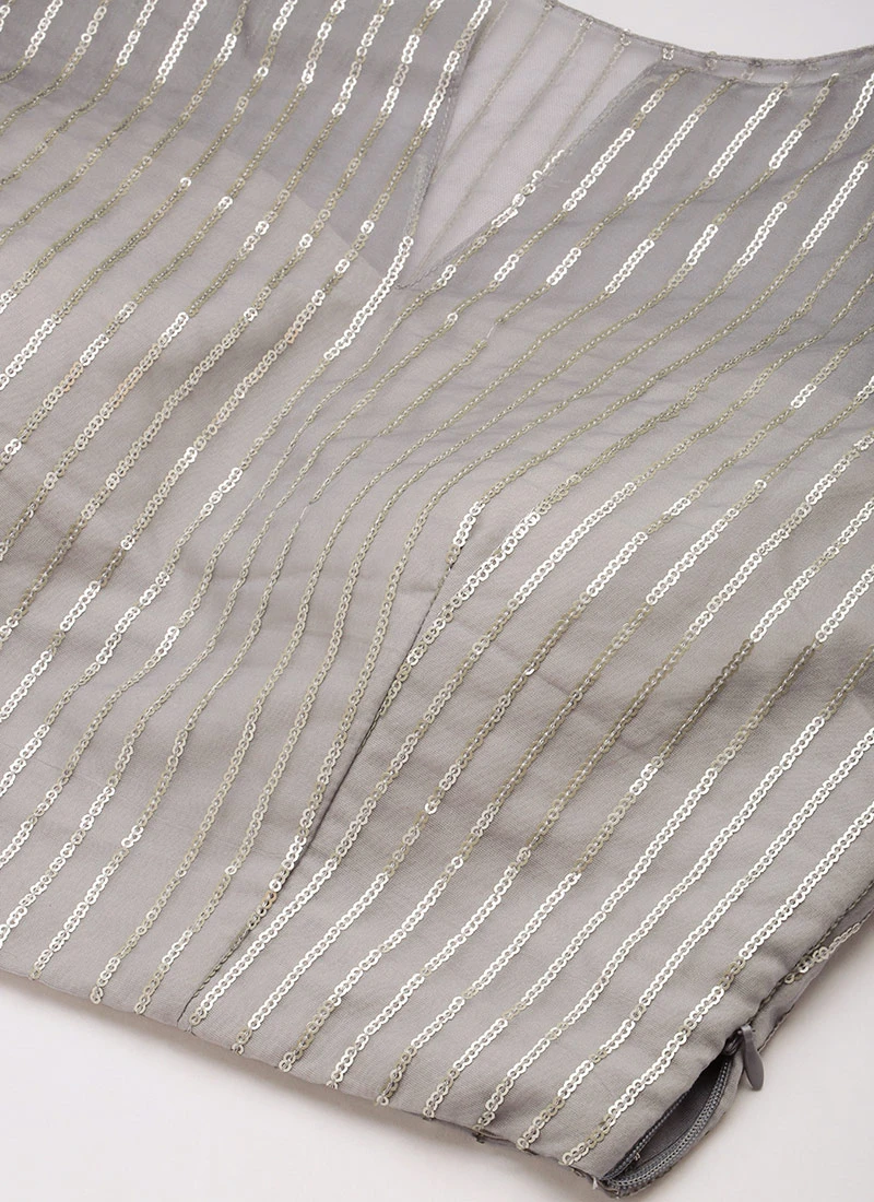 Grey Embroidered Peplum Lehenga Set Wedding Wear 5 Grey Embroidered Peplum Lehenga Set Wedding Wear - Image 5